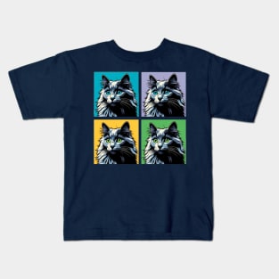 Russian Blue Pop Art - Cat Lovers Kids T-Shirt